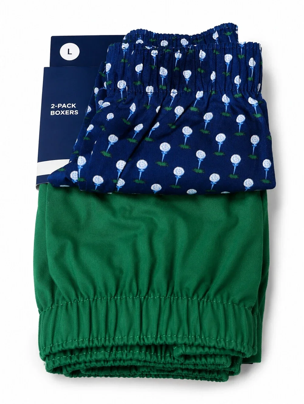 Club Room Men's 2-Pack Cotton Boxers Golf Print Green Navy Size L NWT